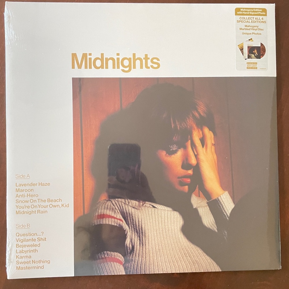 SIGNED! NWT Taylor Swift Midnights mahogany marbled￼ signed vinyl. Unopened.